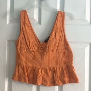 Shein Ruffle Hem V Crop Tank Top